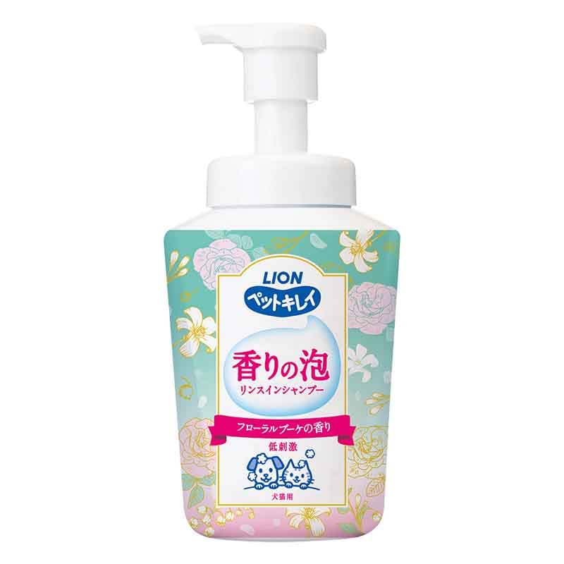 Lion Pet ペットキレイ 香りの泡リンスインシャンプー 犬猫用 フローラルブーケの香り ポンプ 500ml